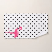 PINK BLACK SPOT FLAMINGO BADEZIMMER TOWEL SET (Handtuch)