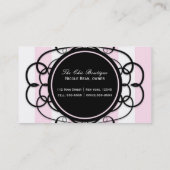 Pink & Black Streifen Chic Boutique Business Card Visitenkarte (Rückseite)