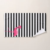 PINK BLACK STRIPE FLAMINGO BADEZIMMER TOWEL SET (Handtuch)
