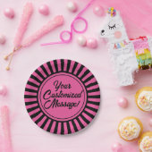 Pink Black Stripe Halloween Pappteller (Party)