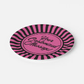 Pink Black Stripe Halloween Pappteller (Schrägansicht)