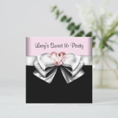 Pink Black Sweet 16 Geburtstagsparty Einladung (Stehend Vorderseite)