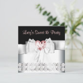 Pink Black Sweet 16 Geburtstagsparty Einladung (Stehend Vorderseite)