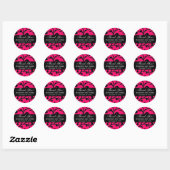 Pink Black Swirl Damask Wedding Danke Labels Runder Aufkleber (Blatt)