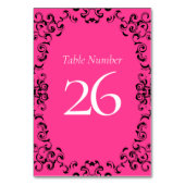 Pink Black Swirl Gothic Wedding Tischnummer (Vorderseite)