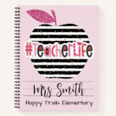 Pink & Black Teacher Life Spirale Notebook Notizblock (Vorderseite)