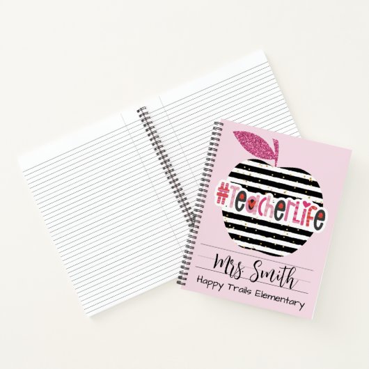 Pink & Black Teacher Life Spirale Notebook Notizblock (Innenseite)