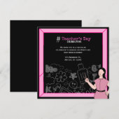 Pink Black Teacher's Day Danke Karte (Vorne/Hinten)