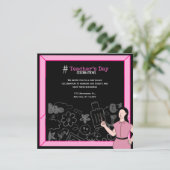 Pink Black Teacher's Day Danke Karte (Stehend Vorderseite)