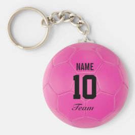 Pink Black Team Soccer Ball Personalisierter Name Schlüsselanhänger