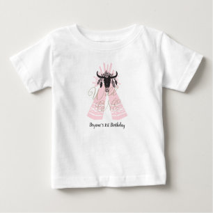 Pink & Black Tepee Pfeile Boho Chic Wild ONE 1. Baby T-shirt
