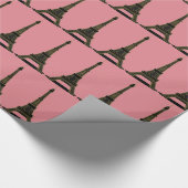 Pink & Black Theme Eiffelturm Umschlagpapier Geschenkpapier (Ecke)