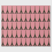 Pink & Black Theme Eiffelturm Umschlagpapier Geschenkpapier (Flach)