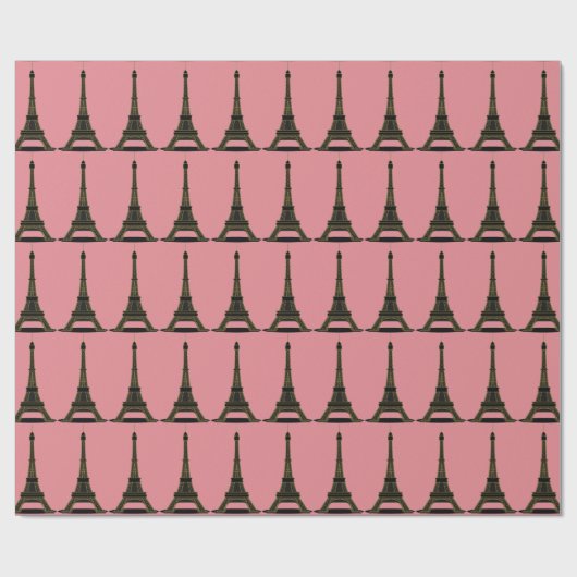 Pink & Black Theme Eiffelturm Umschlagpapier Geschenkpapier (Flach)