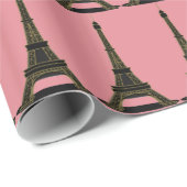 Pink & Black Theme Eiffelturm Umschlagpapier Geschenkpapier (Rolleneckpunkt)