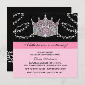 Pink Black Tiara Baby Girl Princess Baby Dusche Einladung (Vorne/Hinten)