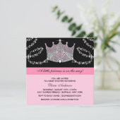 Pink Black Tiara Baby Girl Princess Baby Dusche Einladung (Stehend Vorderseite)