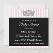 Pink Black Tiara Princess Baby Dusche Einladung (Rückseite)