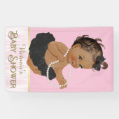 Pink Black Tutu Pearl Ethnic Girl Baby Dusche Banner (Horizontal)