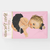 Pink Black Tutu Pearl Girl Babydusche Banner (Horizontal)