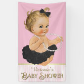 Pink Black Tutu Pearl Girl Babydusche Banner (Vertikal)