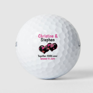Pink Black Two Hearded Gastgeschenk Hochzeit Golfball