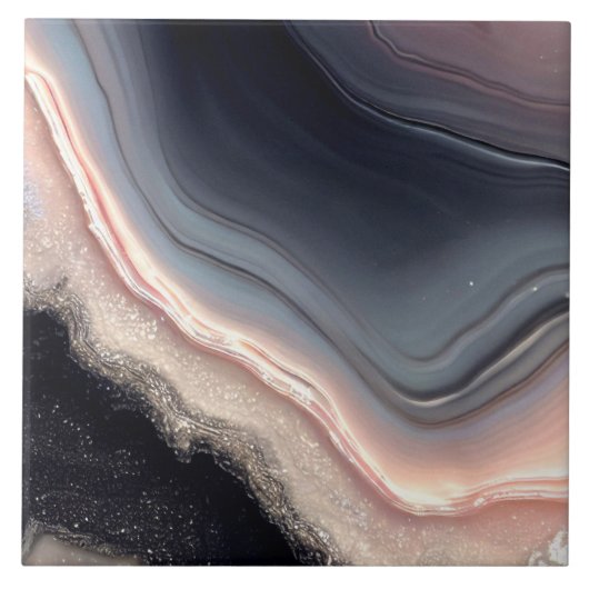 Pink Black und Cream Geode Style Keramik Tile. Fliese (Vorderseite)