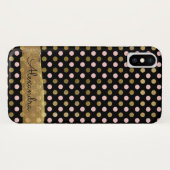 Pink, Black und Gold Foil Polka Dose Name Case-Mate iPhone Hülle (Rückseite (Horizontal))