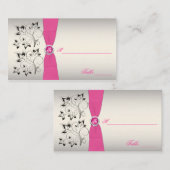 Pink, Black und Silver Placecards (Script-Schrifta Platzkarte (Vorne/Hinten)