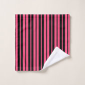 Pink Black Vertical Stripes Design Badhandtuch Set (Waschlappen)
