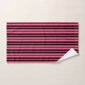Pink Black Vertical Stripes Design Badhandtuch Set (Handtuch)