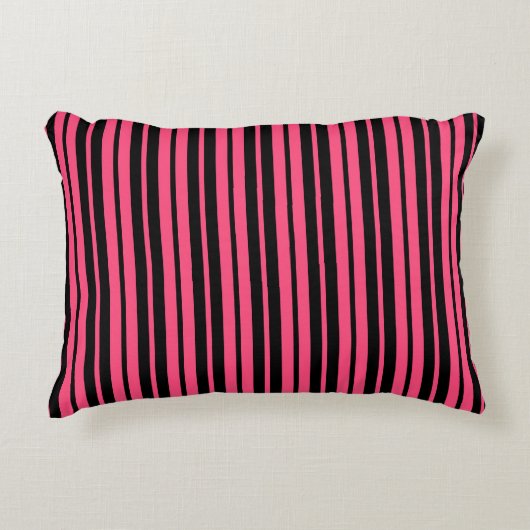 Pink Black Vertical Stripes Design Dekokissen (Vorderseite)