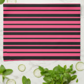 Pink Black Vertical Stripes Design Geschirrtuch (Gefaltet)