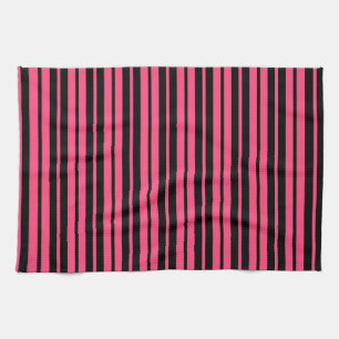 Pink Black Vertical Stripes Design Geschirrtuch