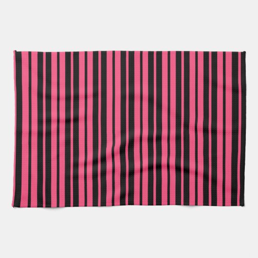 Pink Black Vertical Stripes Design Geschirrtuch (Horizontal)