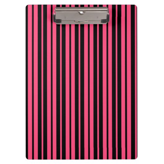 Pink Black Vertical Stripes Design Klemmbrett (Vorderseite)