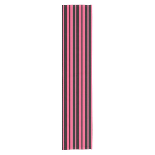 Pink Black Vertical Stripes Design Kurzer Tischläufer (Vorderseite)
