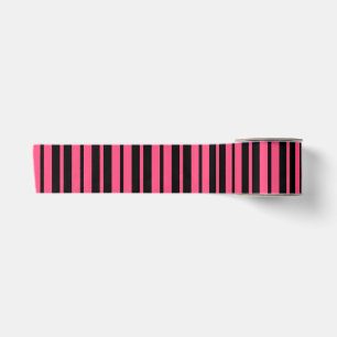 Pink Black Vertical Stripes Design Satinband