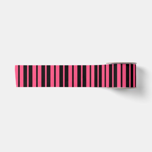 Pink Black Vertical Stripes Design Satinband (Vorderseite)