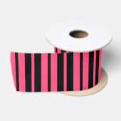 Pink Black Vertical Stripes Design Satinband (Spule)