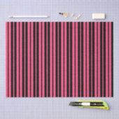 Pink Black Vertical Stripes Design Seidenpapier (Handwerk)