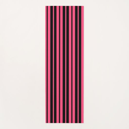Pink Black Vertical Stripes Design Yogamatte (Vorderseite)