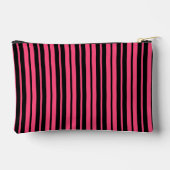 Pink Black Vertical Stripes Design Zubehörtasche (Rückseite)