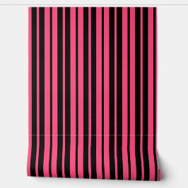 Pink Black Vertical Stripes Muster Tapete