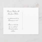 Pink Black Verziert Silver Wirbel Save the Date Ankündigungspostkarte (Rückseite)