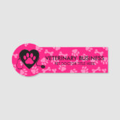 Pink Black Veterinary Paw Heart Stethescope Päpste Namensschild (Vorderseite)