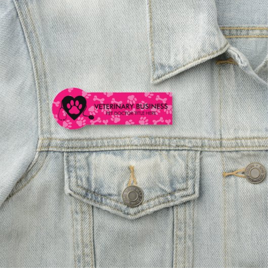 Pink Black Veterinary Paw Heart Stethescope Päpste Namensschild (Beispiel)