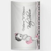 Pink Black Vintag Baby Girl Babydusche Banner (Vertikal)