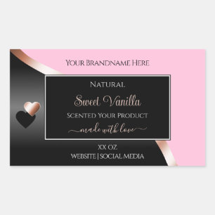 Pink Black Wavy Rose Gold Hearts Produktkennzeichn Rechteckiger Aufkleber