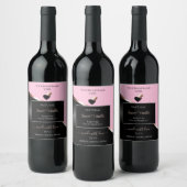 Pink Black Wavy Rose Gold Hearts Produktkennzeichn Weinetikett (Flaschen)
